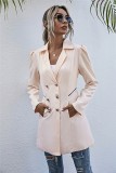 Autumn Solid Plain Long Blazer with Pockets