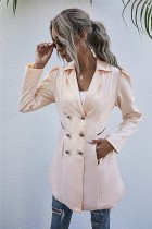 Autumn Solid Plain Long Blazer with Pockets