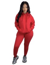 Autumn Solid Plain Hoody Tracksuit with Front Pocket