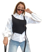 Street Style Black Chain Short Vest