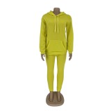 Autumn Solid Plain Hoody Tracksuit with Front Pocket