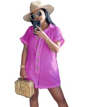 Summer Organic Button Up Plain Rompers