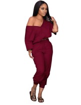 Autumn Solid Plain V-Neck Sweatsuit