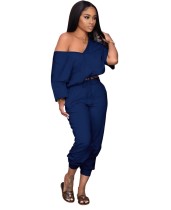 Autumn Solid Plain V-Neck Sweatsuit