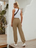 Autumn Solid Color High Waist Track Pants