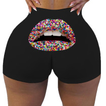 Sexy Print High Waist Fitted Jogger Shorts