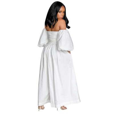 Plus Size White Strapless Formal Jumpsuit