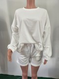 Autumn 2PC Matching Plain Shirt and Shorts Lounge Wear