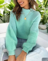 Autumn O Neck Pullover Sweater with Pop Sleeves