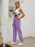 Autumn Solid Color High Waist Track Pants