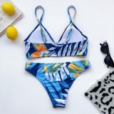 Sexy Print Blue 2PC Swimwear