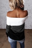 Autumn Off Shoulder Contrast Sweater Top