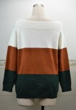 Autumn Off Shoulder Contrast Sweater Top