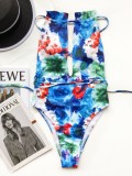 Sexy One Piece Halter Floral Swimwear