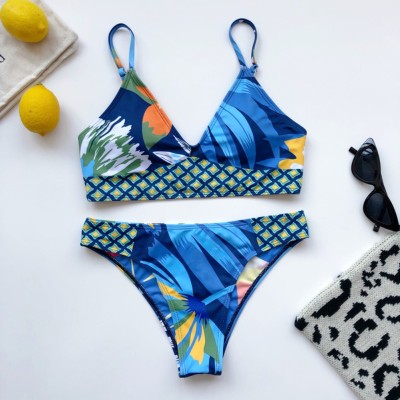 Sexy Print Blue 2PC Swimwear
