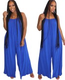 Sexy Wide Legges Straps Plain Jumpsuit