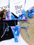 Sexy Print Tie Dye 2PC Thong Swimwear