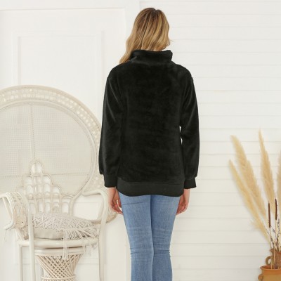 Camou Print Black Polar Fleece Pullover Top