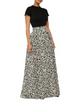 Leopard Print High Waist Long Maxi Skirt