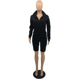 Plus Size Long Sleeves Jersey and Shorts Sweatsuit
