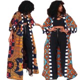 African Print Autumn Long Coat