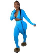 Solid Color Matching Sexy Crop Top and High Waist Legging Set