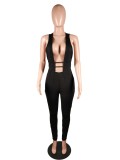 Sexy Black Cut Out Sleeveless Deep V Bodycon Jumpsuit