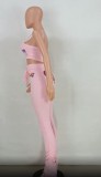 Sport Pink Print Bra and Stacked Slit Legging Set