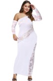 Plus Size White Lace One Shoulder Midnight Gown
