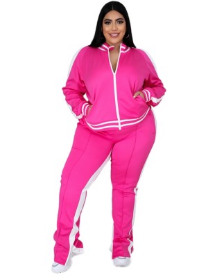 Plus Size Autumn Long Sleeve Zipper Tracksuit