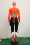 Autumn Sexy Open Back Crop Top and Matching Leggings