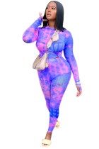Autumn Tie Dye Sexy Fitted Shirt and Legging Set