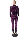 Autumn Purple Two Piece Velvet Pants Set