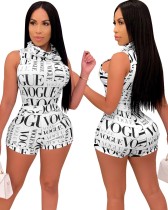 2pc Letter Print Sexy Fitted Top and Shorts Set