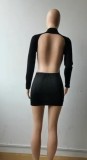 Open Back Sexy Long Sleeve Mini Club Dress