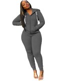 Autumn Blank Hoody Zipper Tracksuit