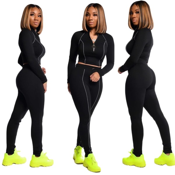 Sports 2 Piece Clear Lines Crop Top and Legging Set