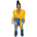 Plus Size High Waist Ripped Jeans