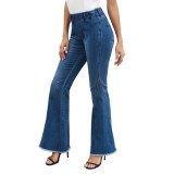 Blue High Waist Bell Bottom Jeans