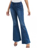 Blue High Waist Bell Bottom Jeans