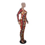 Sexy Deep-V Long Sleeve Colorful Bodycon Jumpsuit