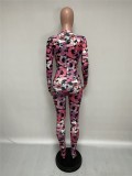 Sexy Print Colorful Long Sleeve Bodycon Jumpsuit