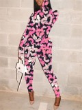 Sexy Print Colorful Long Sleeve Bodycon Jumpsuit