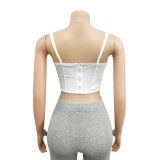 Sexy Push Up Wide Strap Crop Top