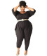 Plus Size Long Sleeve Plain Pocket Jumpsuit