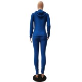 Autumn Sports Fitted Zip Up Hoodie Jogger Suit