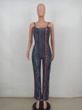 Sexy Colorful Striped Strap Jumpsuit