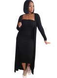 Autumn 2pc Solid Plain Tube Dress with Matching Cardigans