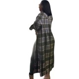 Autumn Plaid Long Blouse Coat