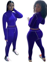 Sports 2pc Fitness Long Sleeve Crop Top and Legging Set